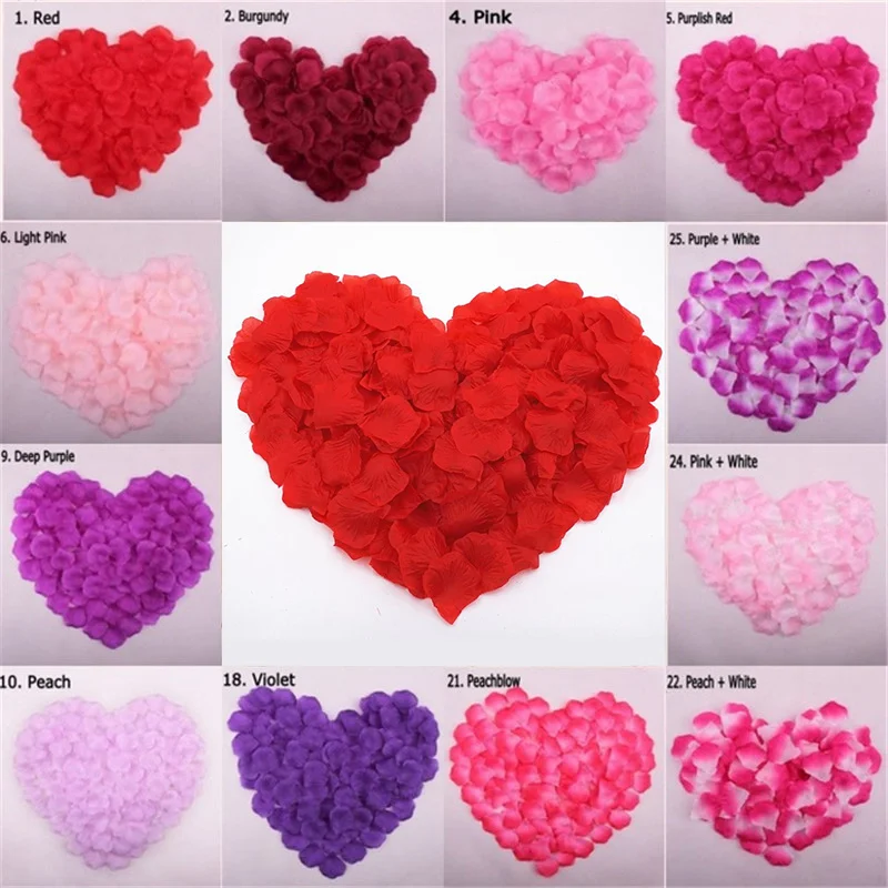 1000 шт Искусственный искусственные лепестки роз для романтической свадьбы