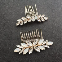slbridal art deco alloy small cute rhinestones opal crystals wedding hair comb bridal hair accessories bridesmaids women jewelry