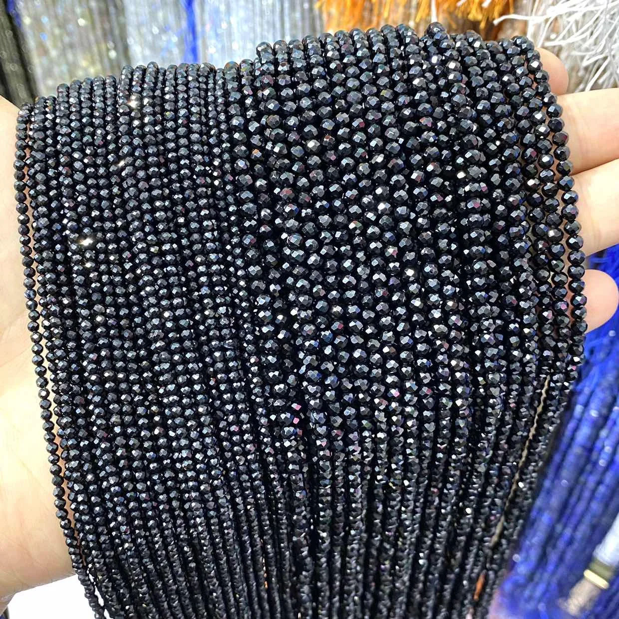 

Factory Price Black Onyx 2mm 3mm 4mm Faceted Round Small Size Natural Agate Beads For Jewelry Making Bracelet Necklace Design