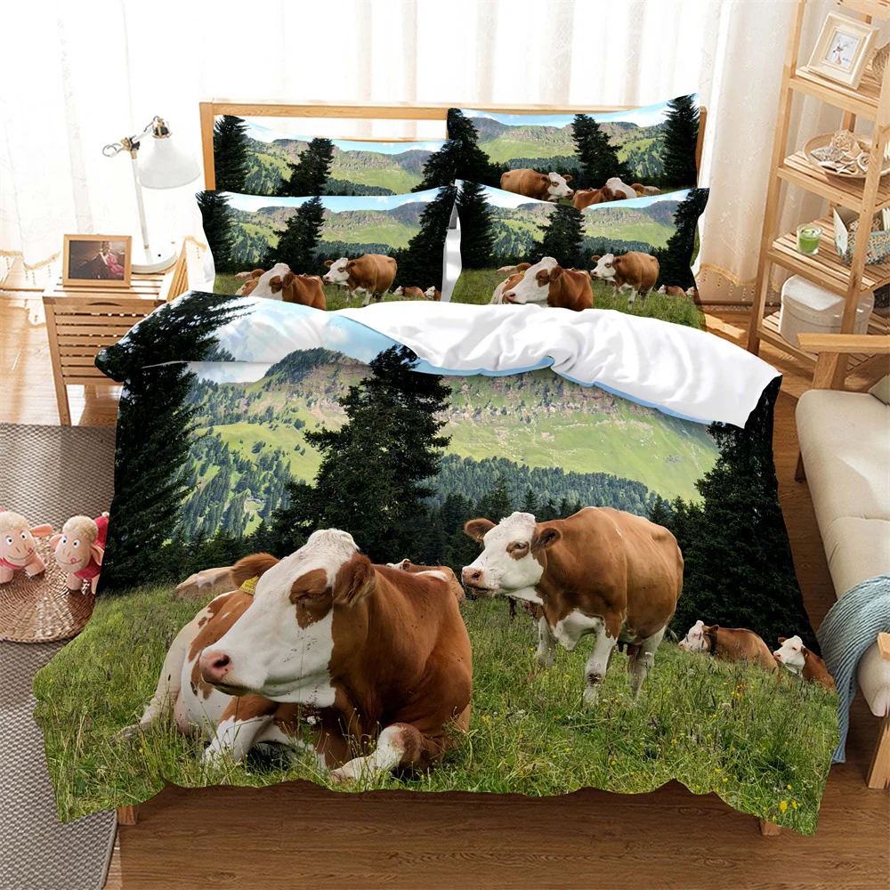 Cows 3D Digital Bedding Sets Home Bedclothes Super King Cover Pillowcase Comforter Textiles Bedding Set  bed cover set