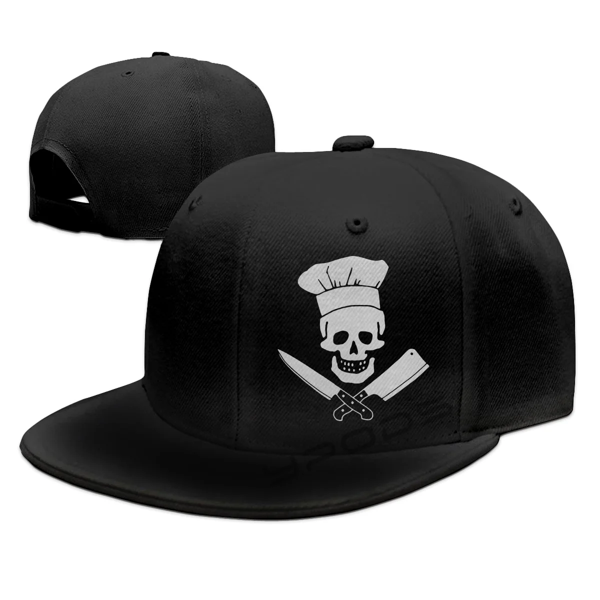 

Men's Skull-Chef Cooking Skull Baseball Caps Vintage Cotton Denim Dad Hat Black