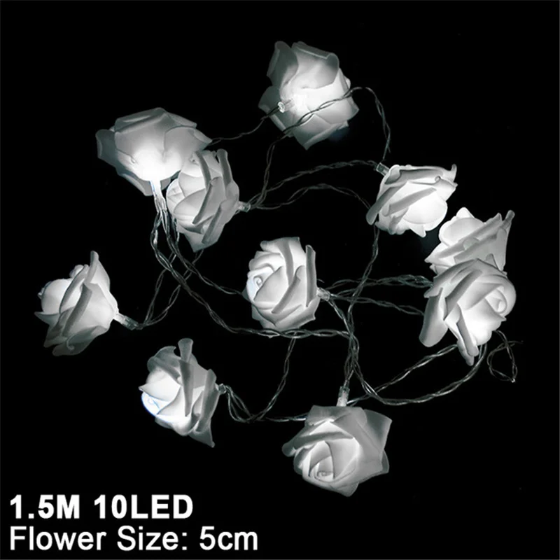 1 5 м 10LED Искусственный цветок розы гирлянда с светильник LED Fairy s ко Дню Святого