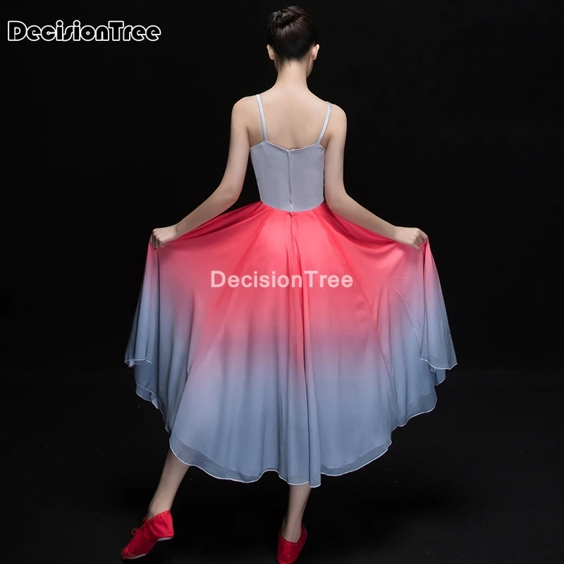 

2021 women sleeveless cut out asymmetric chiffon ballet dance leotard dress adult lyrical modern dance practice costumes