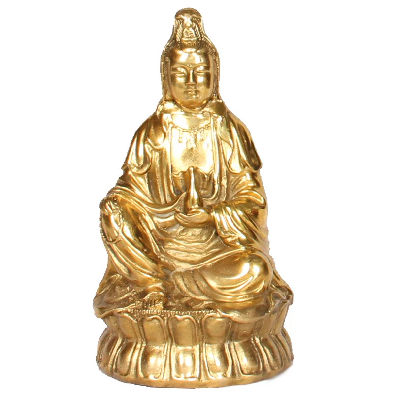 

Традиционные сидячие украшения LAOJUNLU Guanyin Avalokiteshvara Bodhisattva для дома, натуральная медь, бронза