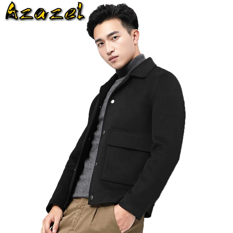 

Azazel Double-sided Wool Coat Men Short Casual Jacket Mens Overcoat Spring Slim Fit Coats Casaco Masculino T-01-1816 KJ1391