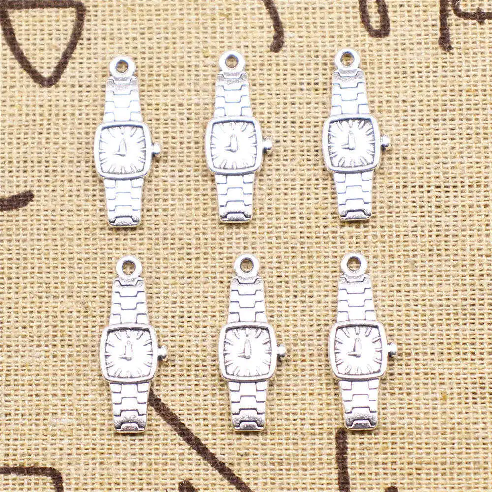 

10Pcs Charm Jewelri Watch Charms Antique Silver Color 23X9mm
