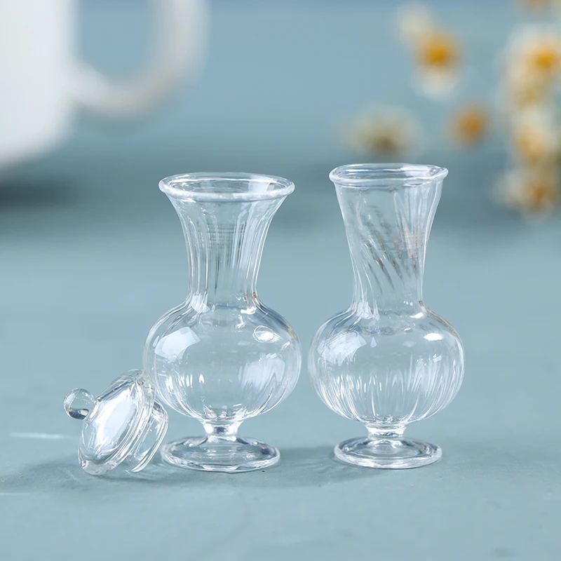 

1Pcs 1:12 Dollhouse Miniature Vase Glass Candy Jar Simulation Candy Bottle Model Toy