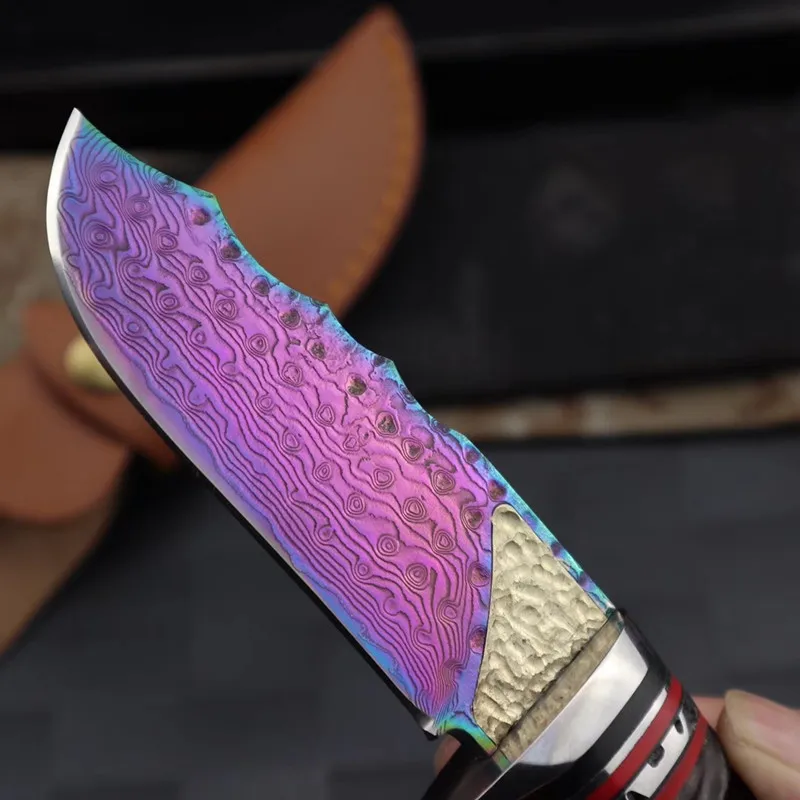 HS Tools Raindrop дамасский нож с прямым фиксированным лезвием для кемпинга выживания