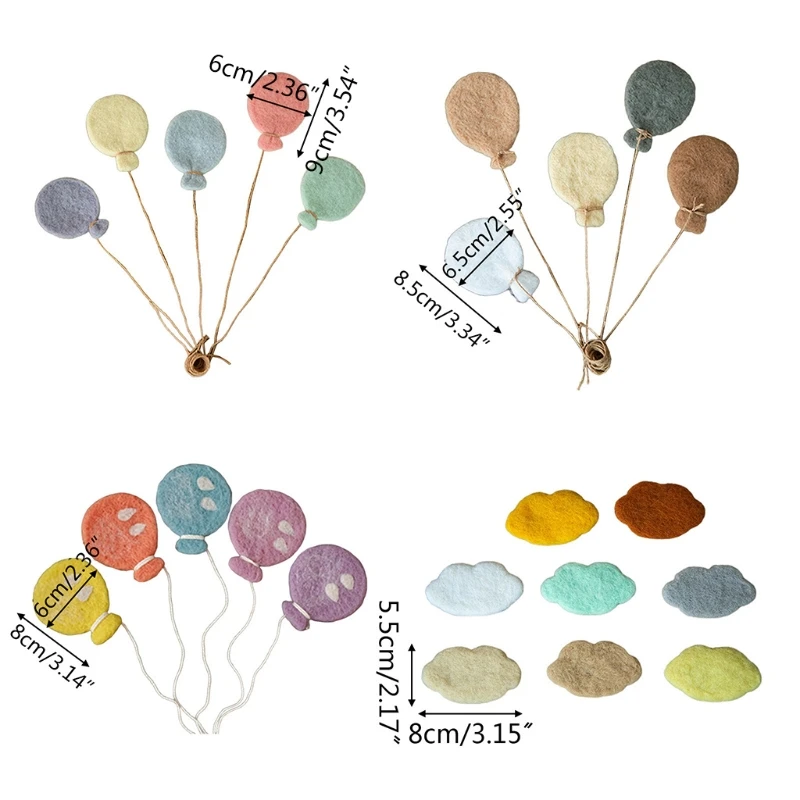 Globo de fieltro de lana para beb&eacute;, decoraciones de nube para fotograf&iacute;a de reci&eacute;n nacido, accesorios para fotos infantiles, GXMB-2