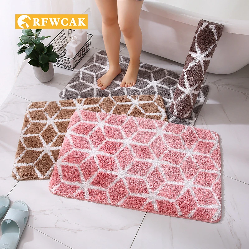

Geometric Abstract Bathroom Door Absorbent Floor Mat Bathroom Bedroom Dust-free Carpet Household Soft Non-slip Foot Mat Soft Pad