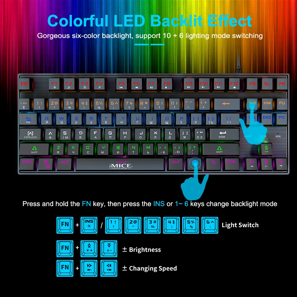 Игровая клавиатура механическая с подсветкой RGB игровая русской для геймеров ПК