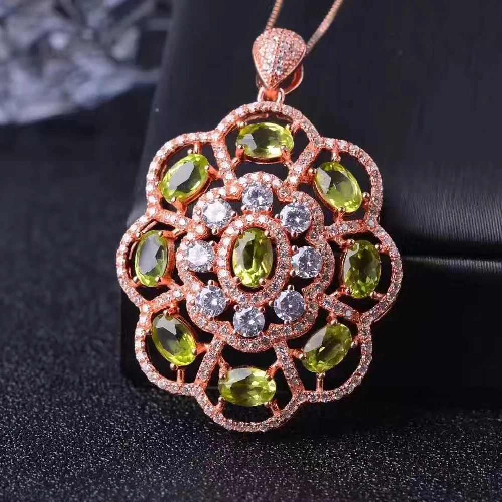 CoLife Jewelry Natural Peridot Pendant for Daily Wear 9 Pieces Silver 925 | Украшения и аксессуары