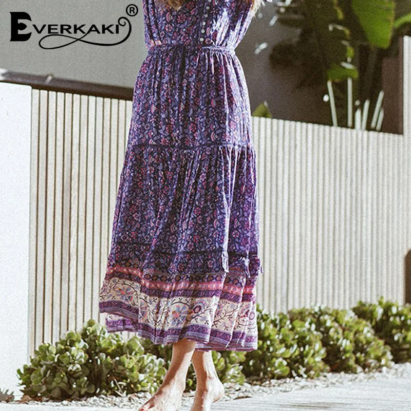 Everkaki Boho Длинные юбки с принтом женские эластичные пояса осень зима элегантные