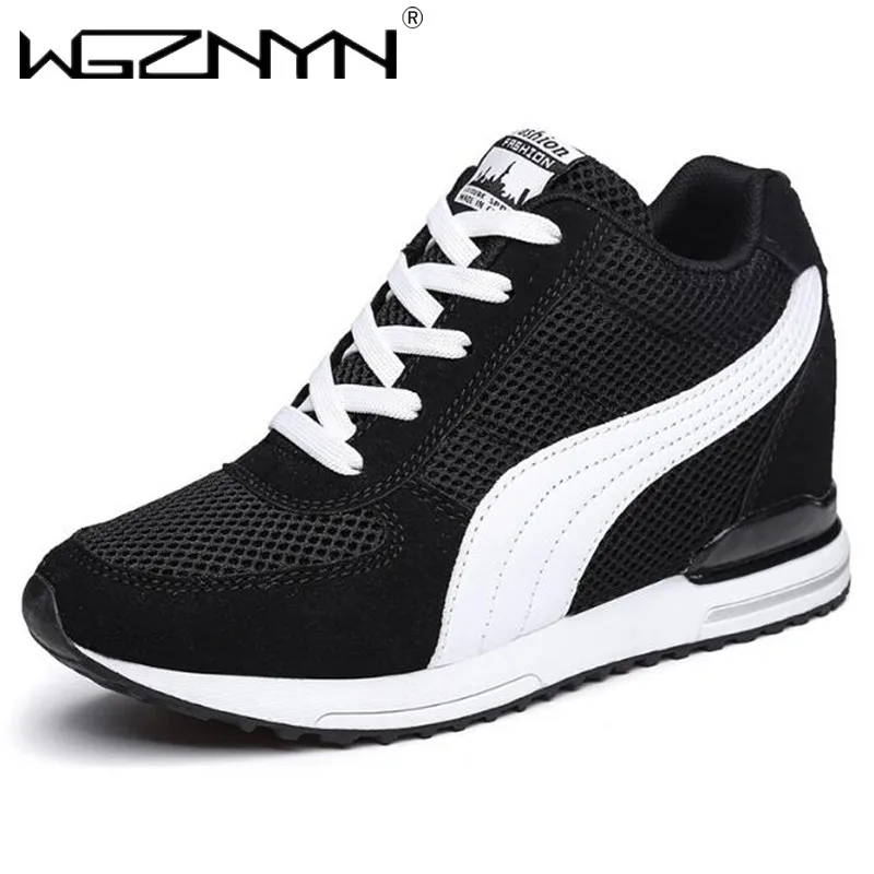 

Кроссовки женские сетчатые на платформе, повседневная обувь, увеличивающая рост, весна-осень