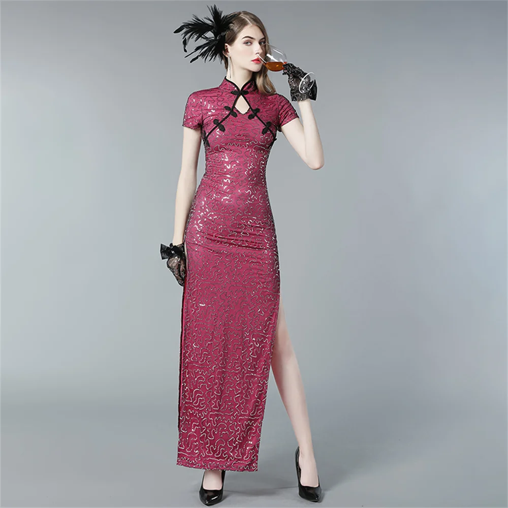 

Traditional Chinese Wedding Dresses for Women Chinese Style Lace Toast Modified Dress Slim Long Cheongsam Dress