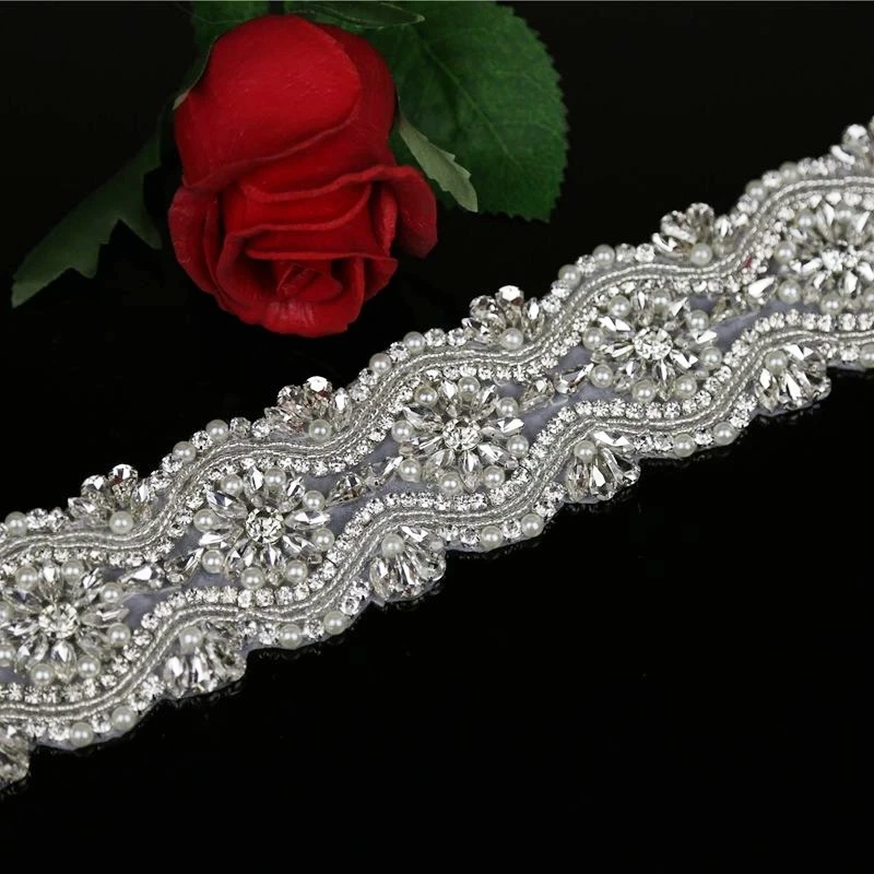1 ярд повязки на голову Свадебная Стразы с бисером свадебная Хрустальная