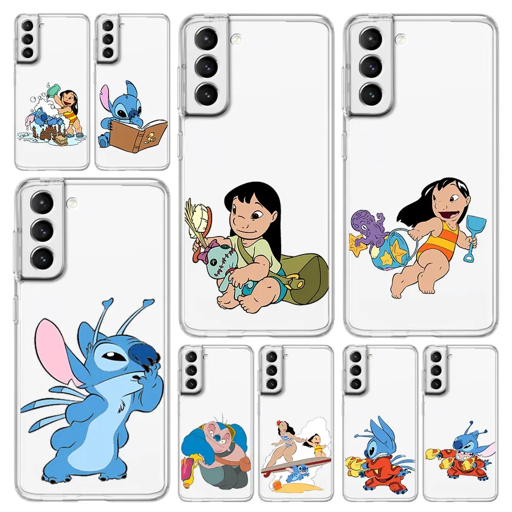 

Cartoon Lilo Stitch Disney Luxury Case for Samsung Galaxy S20 FE S21 Ultra S10 S20 S21 Plus 5G Silicone Clear Soft Cover Housing