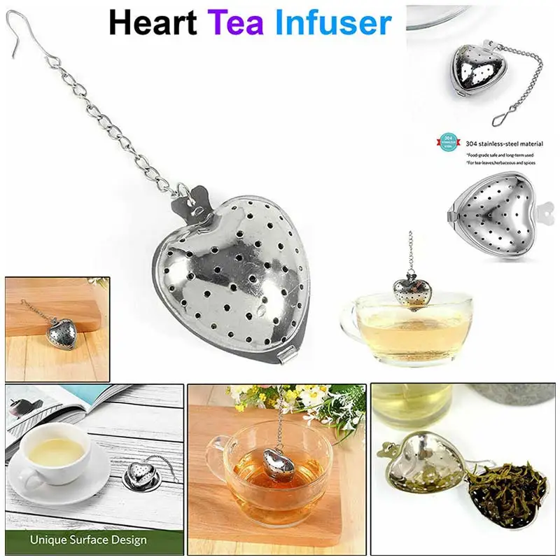 1 шарик для чая в форме сердца из нержавеющей стали прост использовании и чистке.