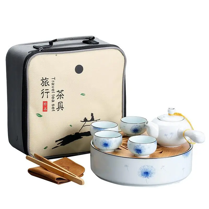 

Китайский чайный набор кунг-фу для путешествий, керамические портативные чайные чашки, набор фарфорового чайника, чайные наборы, посуда для...