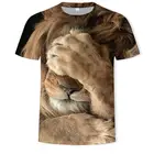 Новинка 2021, модная футболка с коротким рукавом и принтом льва, Повседневные Легкие дышащие крутые мужские топы с круглым вырезом и тигром, футболки, детская футболка