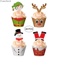 48pcs christmas cupcakes surrounded by cards christmas cupcakes decorated cards christmas decorations cake decorating tools
