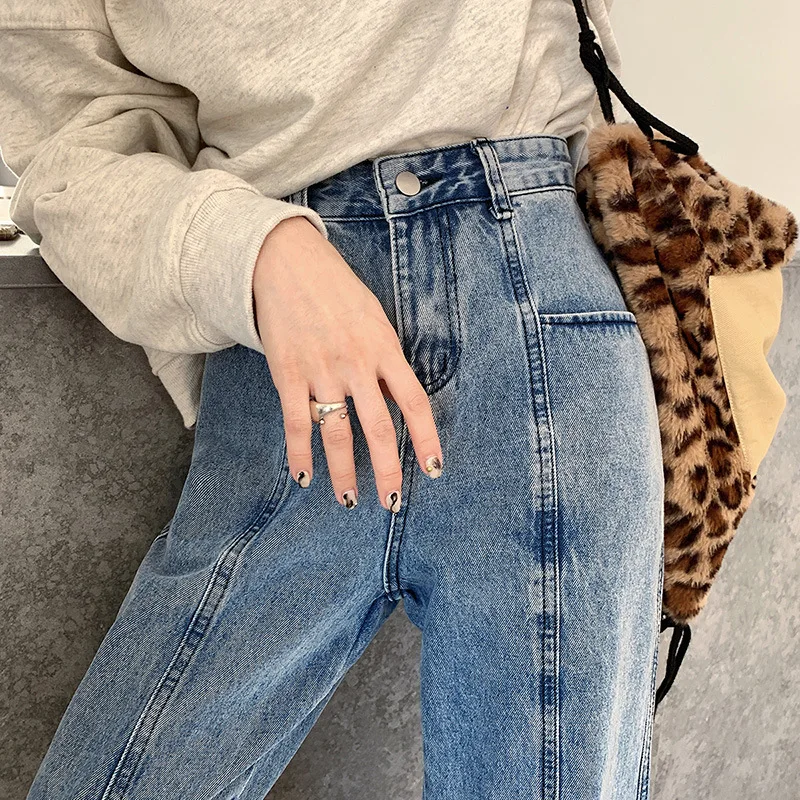 

2021 New Straight High Wiast Jeans Women Vintage Plus Size 5XL Loose Boyfriend Wide Leg Denim Pants Streetwear Mom Jeans