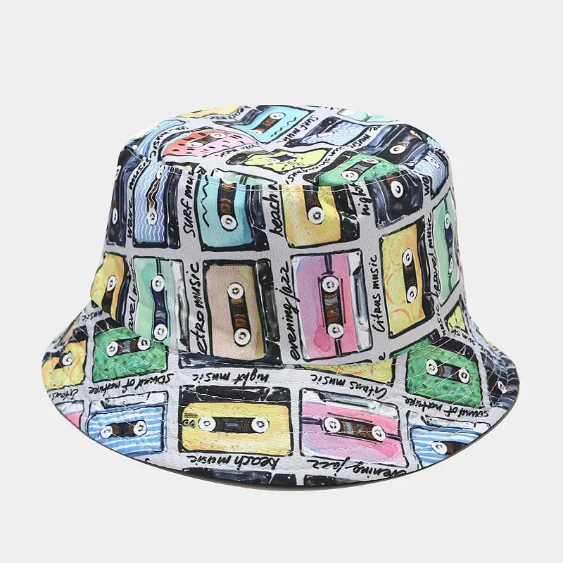 

Cotton Cartoon Tape Printing Bucket Hat Fisherman Hat Outdoor Travel Hat Sun Cap Hats for Men and Women 227