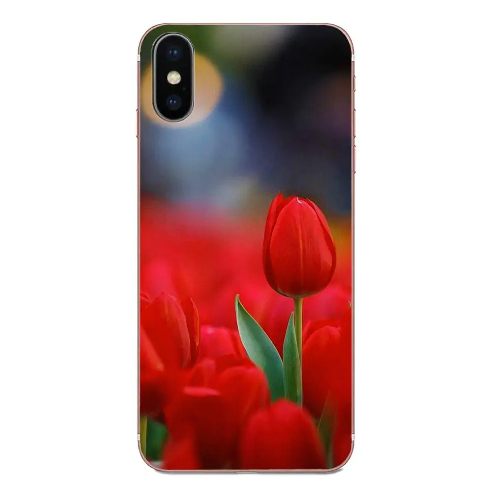 Красные синие весенние красочные тюльпаны цветок поле искусство для Galaxy J1 J2 J3 J330