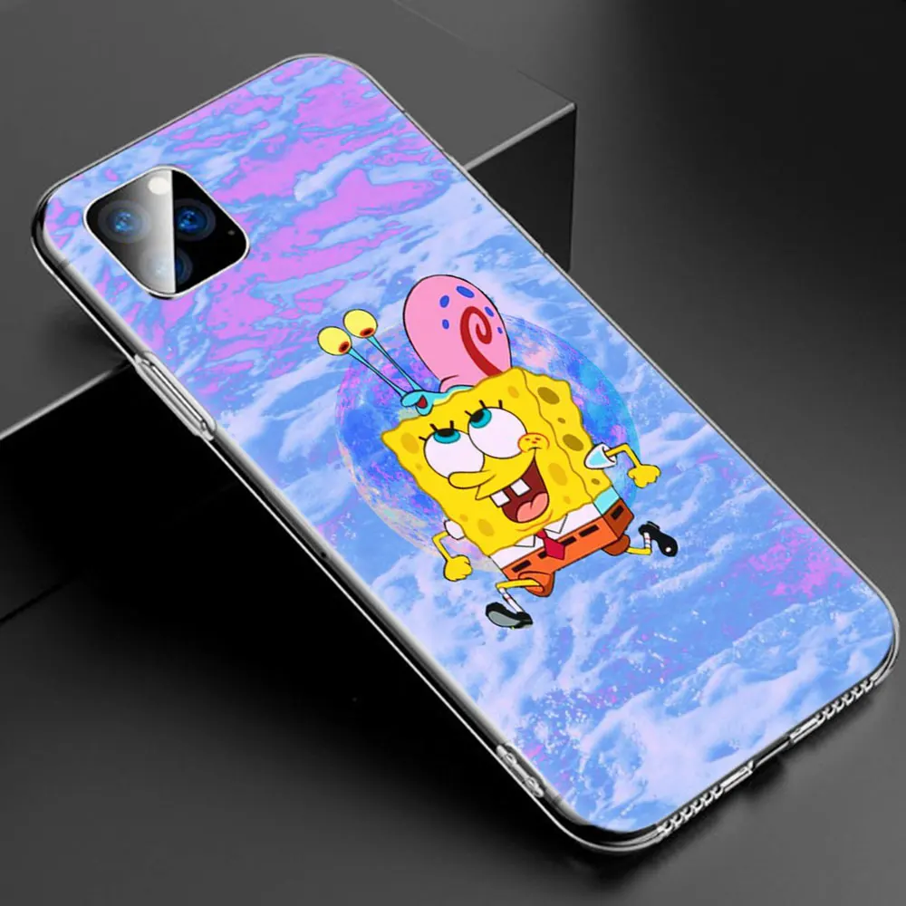 011 Милый мягкий силиконовый прозрачный чехол с губкой Бобом для Apple iPhone 11 Pro XS Max X XR 6 6s 7 8 Plus 5 5S SE Модный чехол - Color: 011