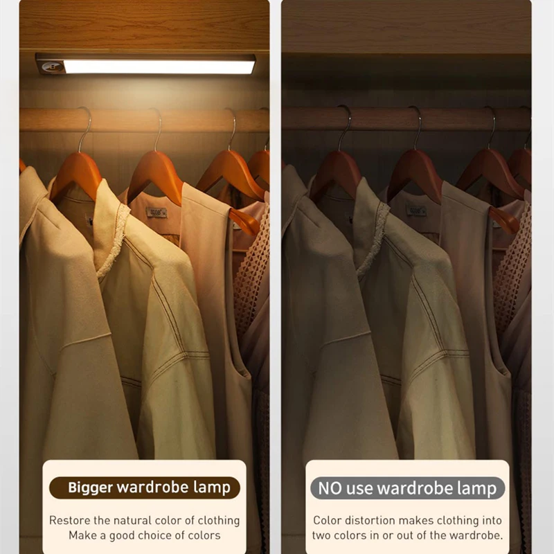 

USB LED Under Cabinet Light PIR Motion Sensor Thermal Night Light Rechargeable Ultra Thin Aluminum Shell Lamp Interior Lighting