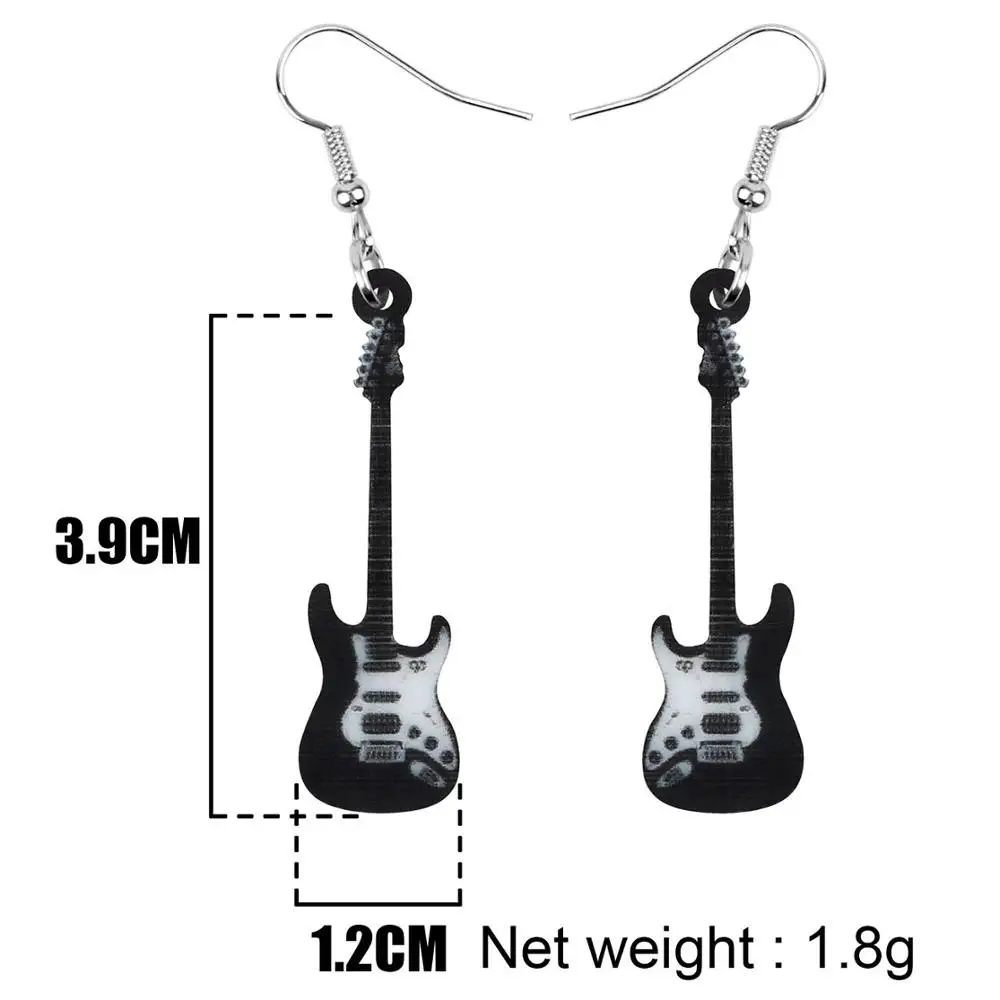 WEVENI Acrylic Anime Black Guitar Earrings Drop Dangle Jewelry For Women Girls Teens Kids Charms Party Gift Decoration Accessory | Украшения