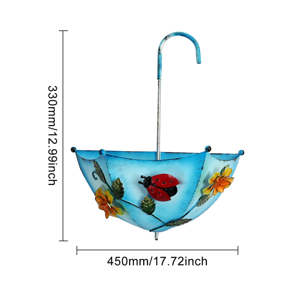 

3pcs Hanging Planter Umbrella Shape Patio Indoor Outdoor Yard Wall Mounted Bedroom Living Room Flower Basket Garden Iron Art