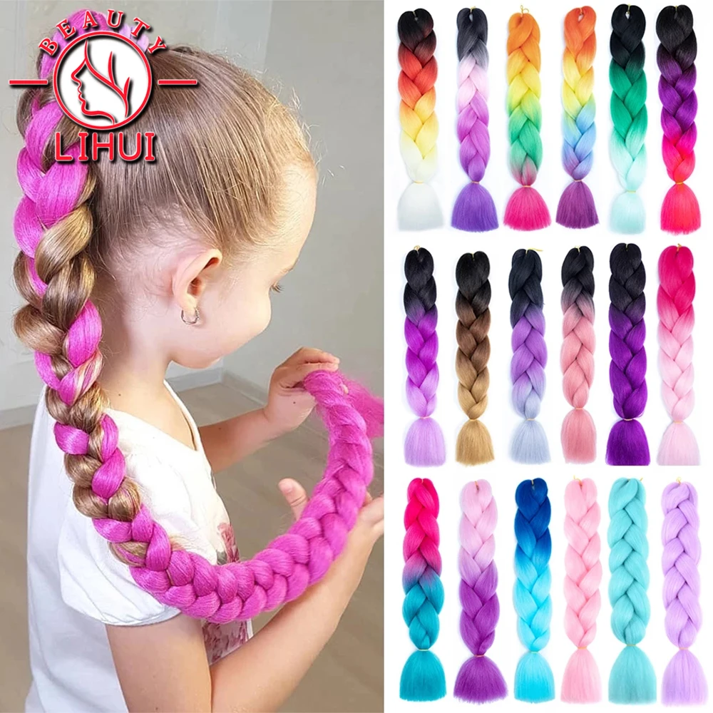 

Jumbo Braiding Hair long Hair Extensions Ombre Synthetic Braid Hair Twist Braiding Hair for Women Purple Wholesale 24" 10Packs