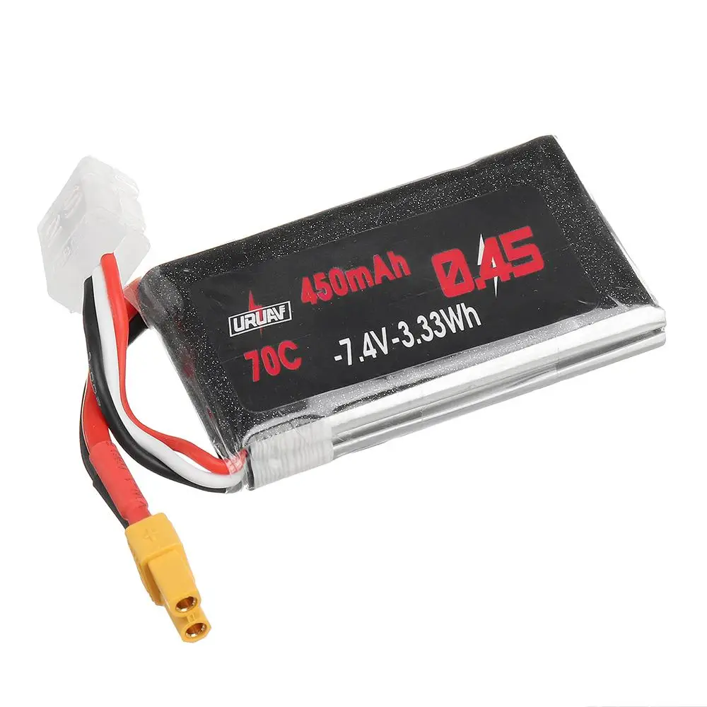 

URUAV 7.6V 450mAh 70C 2S HV Rechargeable HardCase LiPo Battery for RC Drone XT30 Plug Replacement Accessories Spare Parts