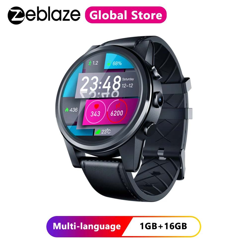 Смарт часы Zeblaze THOR 4 PRO 4G 1 6 дюйма GPS/GLONASS ядра 16 ГБ 600 мАч|Смарт-часы| |