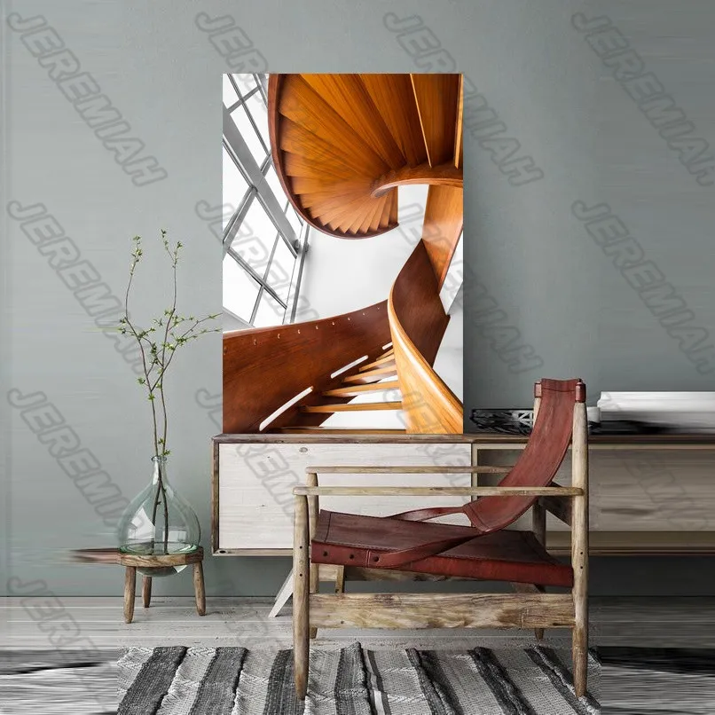 

Abstract Yellow Spiral Staircase Poster Nordic Style Wall Art Canvas Print Painting Modern Living Room Decoration