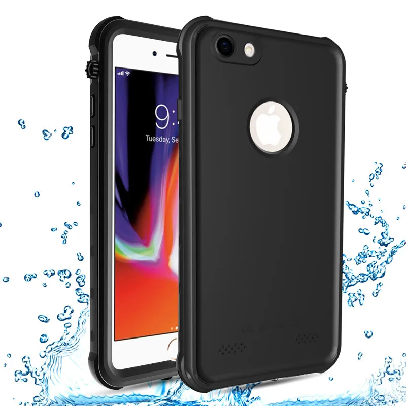 Черный SHELLBOX водонепроницаемый чехол для iPhone 7 8 Plus PC с ТПУ для плавания под водой для iPhone 6S Plus водонепроницаемый чехол - Цвет: Черный