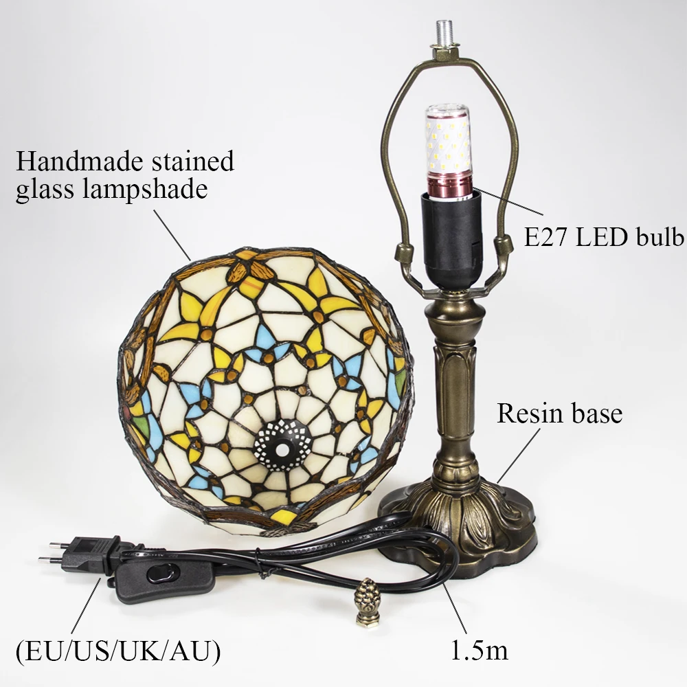 Table Lamp Mediterranean Tiffany Retro Stained Glass Vintage Art Turkish Mosaic Desk Bedroom Nightstand Decorative lights | Лампы и