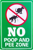 double side no poop and pee zone yard signs with metal wire h stakeno pooping dog sign