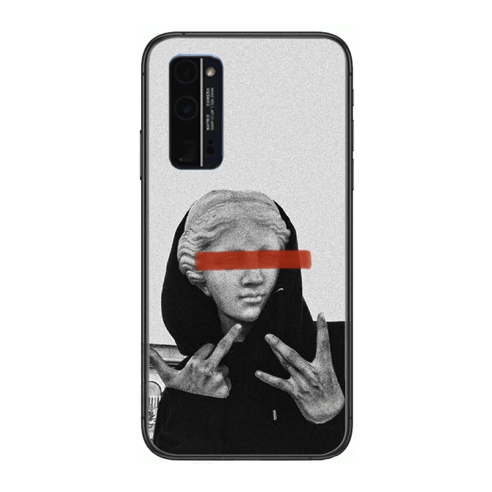 

The power of Amoney anti-drop phone Matte case Phone Case Hull For Huawei Honor 8 9 10 20 30 A S Lite Pro 5g i Black Back So