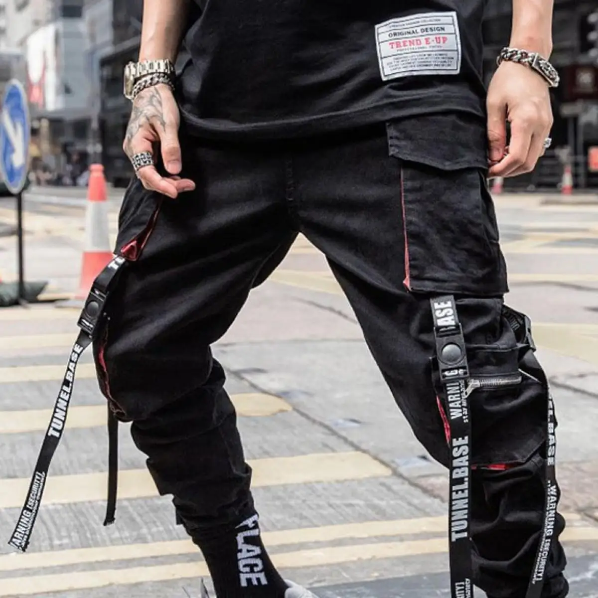 Брюки-карго мужские в стиле хип-хоп, уличная одежда, брюки, комбинезон, джоггеры, мужские черные модные брюки-султанки, мужская одежда