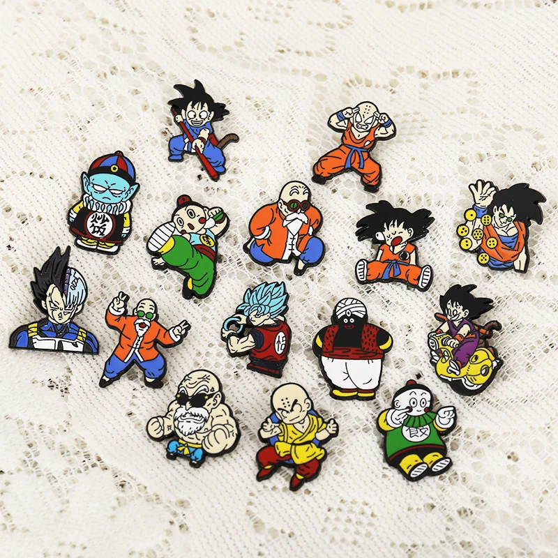 

Japanese Animation Collection Brooches Pins Super Hero Son Goku Kakarotto Master Roshi Cartoon Cute Enamel Badge Pin for Fans