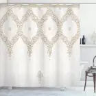 Марокканская занавеска для душа, декоративный фон с традиционными мягкими цветами, восточные элементы и узор, занавеска для ванной s