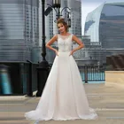 Свадебное платье с юбкой годе, прозрачное кружевное платье с открытой спиной и съемным шлейфом, 2020