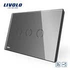 Сенсорный выключатель Livolo AUUS C9, панель из серого хрустального стекла, 2-позиционный сенсорный выключатель света, дистанционное Беспроводное управление