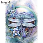 Полноразмерная квадратнаякруглая 5D алмазная живопись, абстрактная стрекоза, цветы, diy вышивка, мозаика стразы, вышивка крестиком, ручная работа