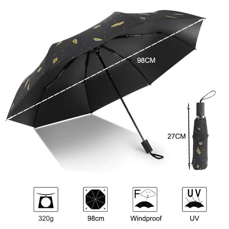 LIKE RAIN складные мини-зонтики для дождя, женский маленький зонт, детский зонт для девочки, креативный Карманный Зонт с принтом перьев, UBY04