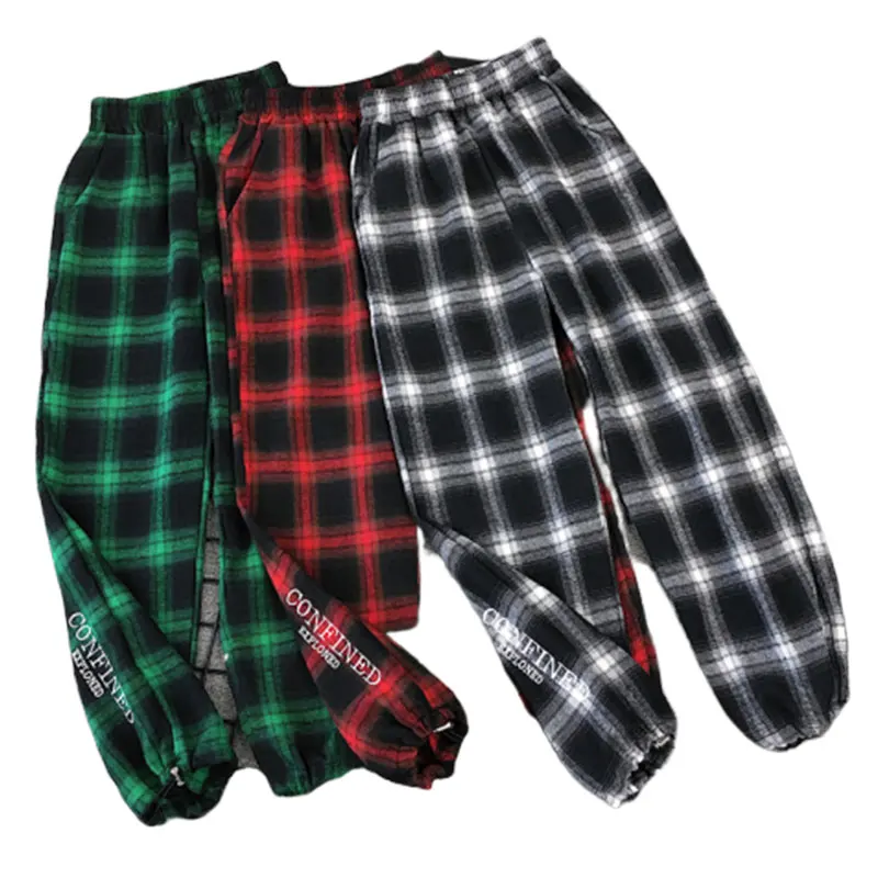 Женские шаровары красные клетчатые хиппи штаны в стиле Харадзюку Модные