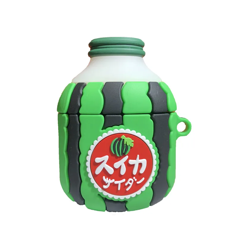 3D Япония мультфильм арбуз бутылка для сока наушники мягкий чехол Apple airpods 1 2 pro