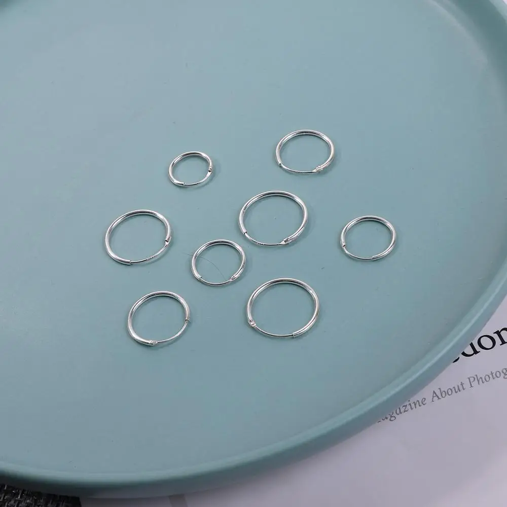 1 Pair Small Hoop Earrings Silver Color Fashion Women Girl Simple Round Ear Ring Bone Buckle Punk Party Jewelry | Украшения и